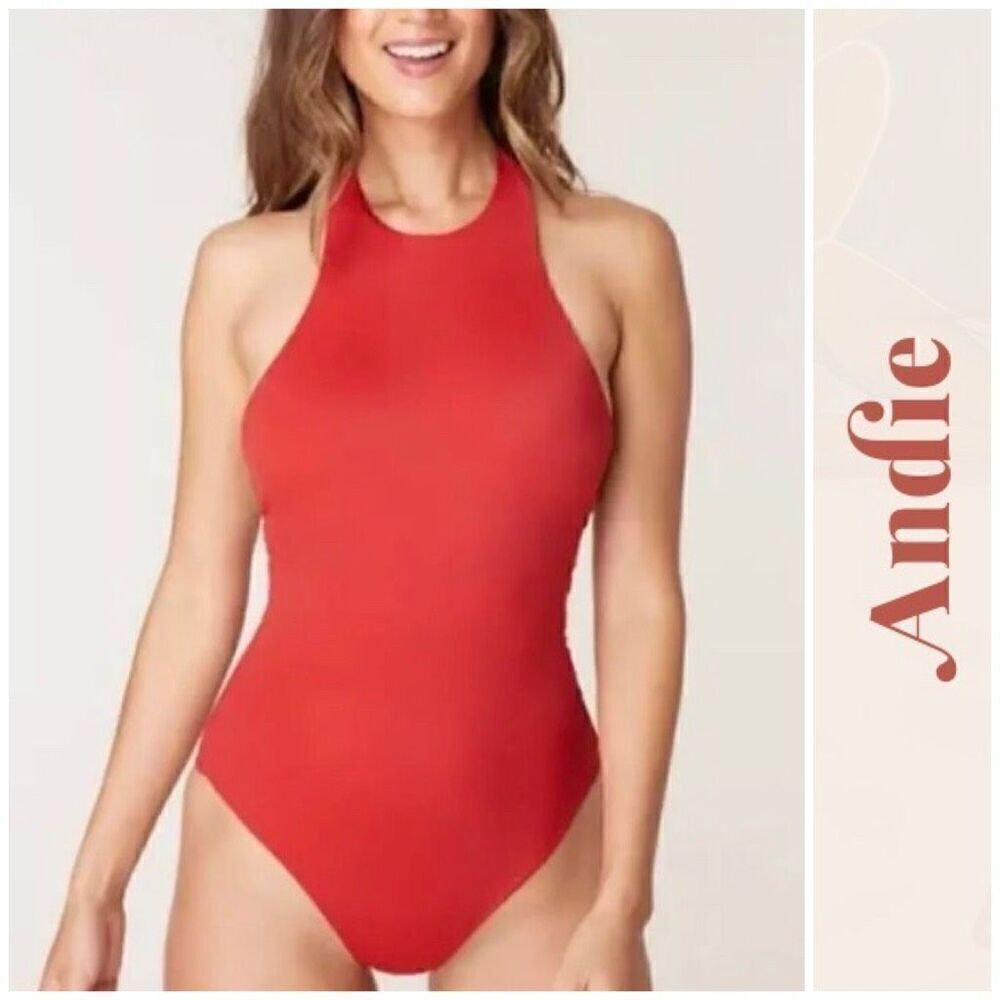 Andie Red High-Neck One-Piece Swimsuit